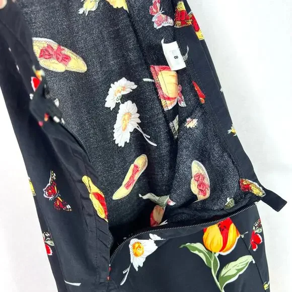 Vintage Flower & Butterfly Print A-Line Mini Skirt XS - Picture 9 of 9